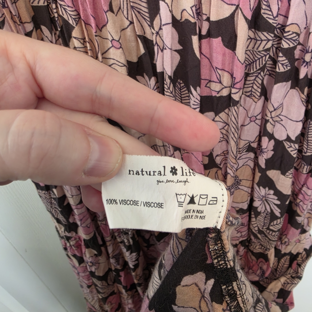 Natural Life Bella Floral Maxi Dress Tiered Ruffle Pink Floral Size Small - Picture 9 of 10